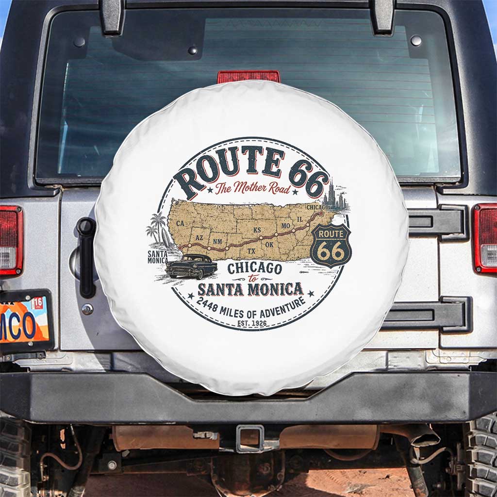 Route Highway 66 Map Chicago to Santa Monica Spare Tire Cover Vintage America Road Trip Americana