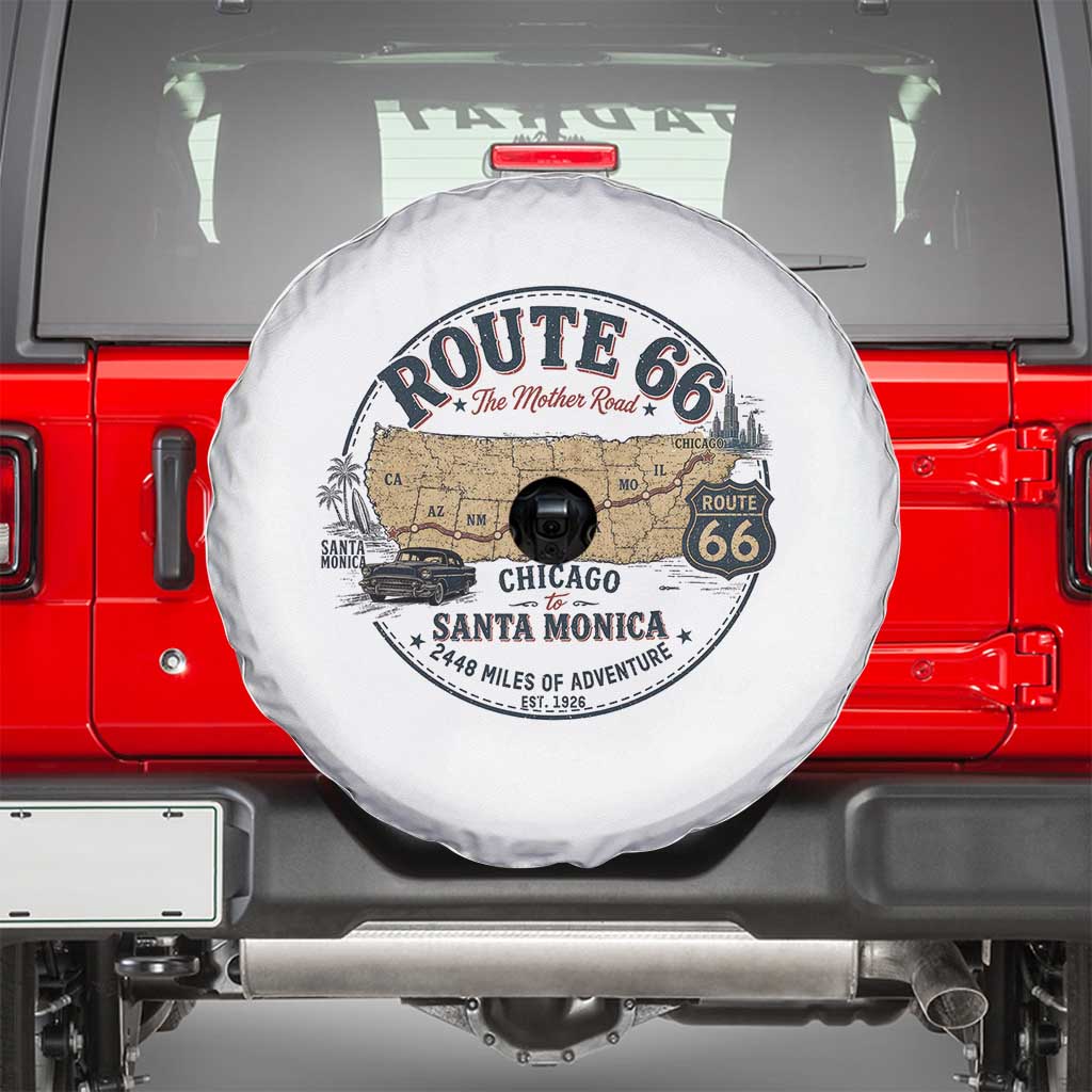 Route Highway 66 Map Chicago to Santa Monica Spare Tire Cover Vintage America Road Trip Americana