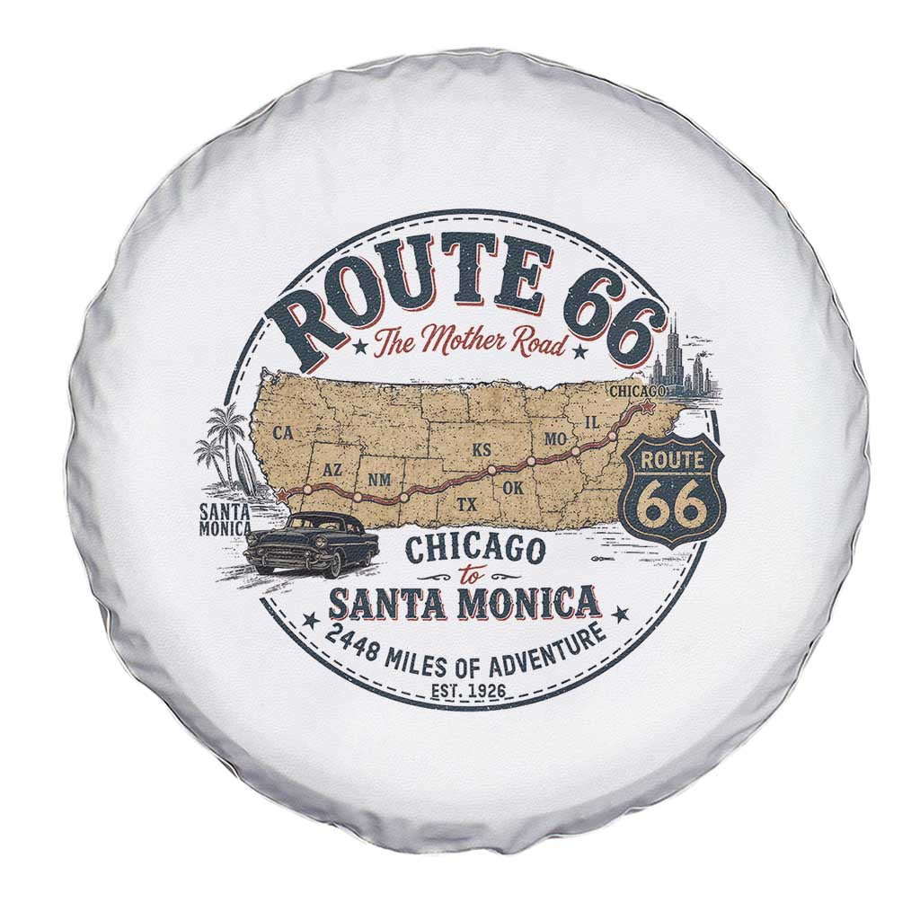 Route Highway 66 Map Chicago to Santa Monica Spare Tire Cover Vintage America Road Trip Americana