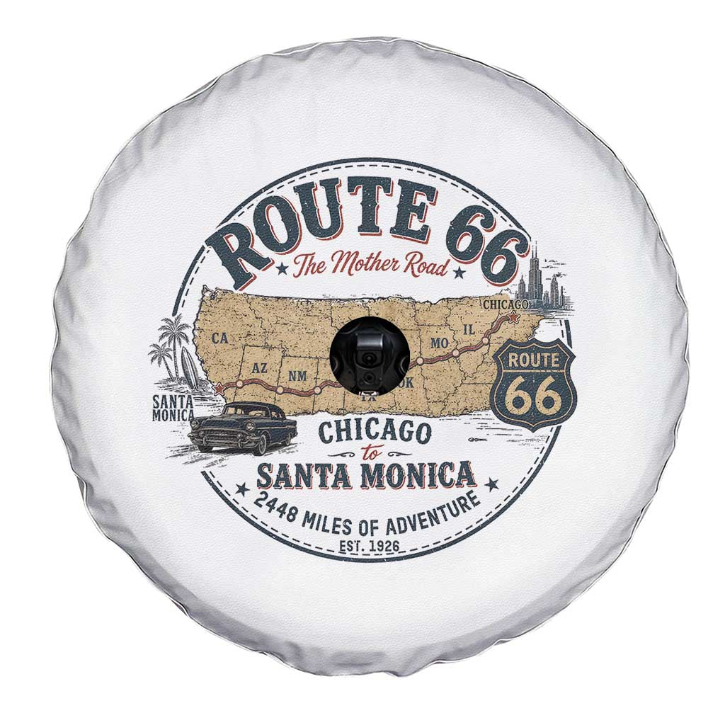 Route Highway 66 Map Chicago to Santa Monica Spare Tire Cover Vintage America Road Trip Americana
