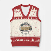Route Highway 66 Map Chicago to Santa Monica V-Neck Knit Sweater Vest Vintage America Road Trip Americana