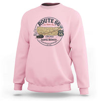 Route Highway 66 Map Chicago to Santa Monica Sweatshirt Vintage America Road Trip Americana