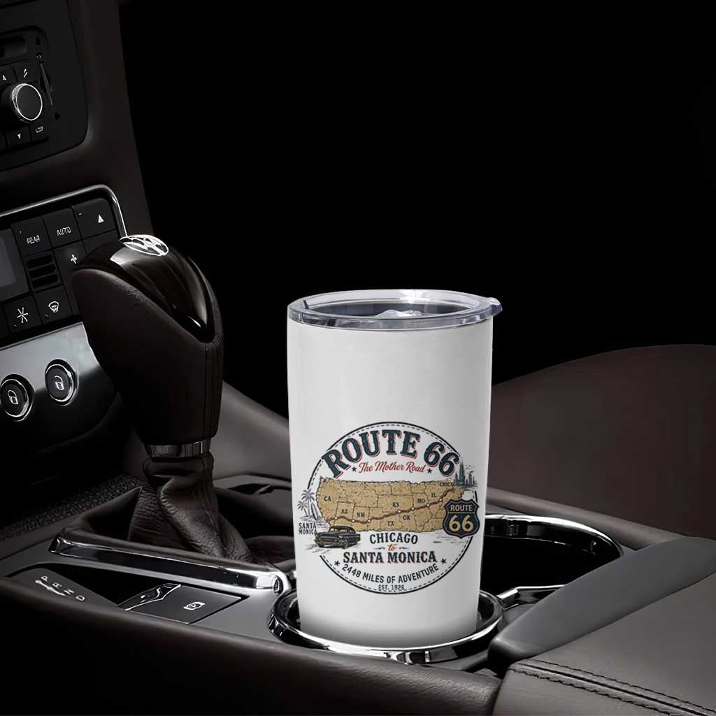 Route Highway 66 Map Chicago to Santa Monica Tumbler Cup Vintage America Road Trip Americana