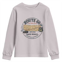 Route Highway 66 Map Chicago to Santa Monica Youth Sweatshirt Vintage America Road Trip Americana