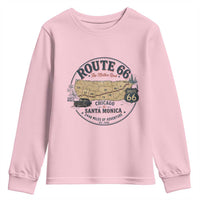 Route Highway 66 Map Chicago to Santa Monica Youth Sweatshirt Vintage America Road Trip Americana