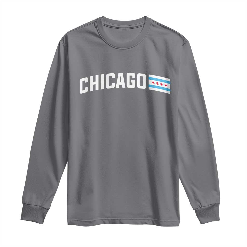 Sweet Chicago Flag Red Six Pointed Stars Long Sleeve Shirt