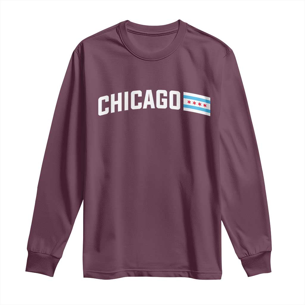 Sweet Chicago Flag Red Six Pointed Stars Long Sleeve Shirt
