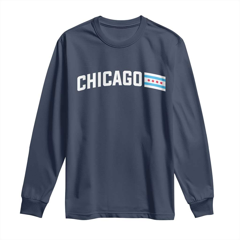 Sweet Chicago Flag Red Six Pointed Stars Long Sleeve Shirt