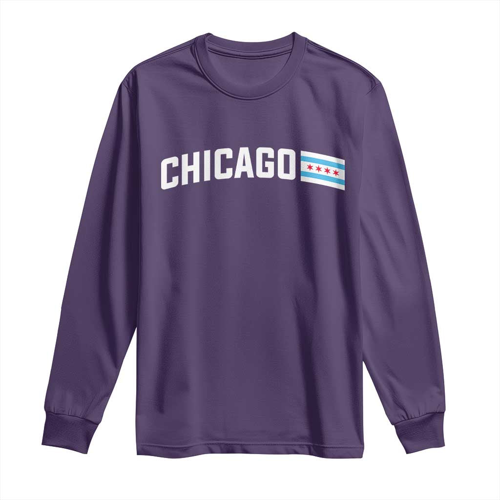 Sweet Chicago Flag Red Six Pointed Stars Long Sleeve Shirt