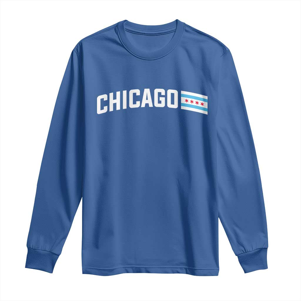 Sweet Chicago Flag Red Six Pointed Stars Long Sleeve Shirt