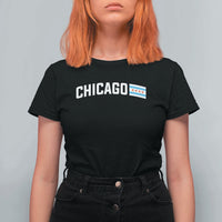 Sweet Chicago Flag Red Six Pointed Stars T Shirt For Women
