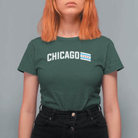 Sweet Chicago Flag Red Six Pointed Stars T Shirt For Women