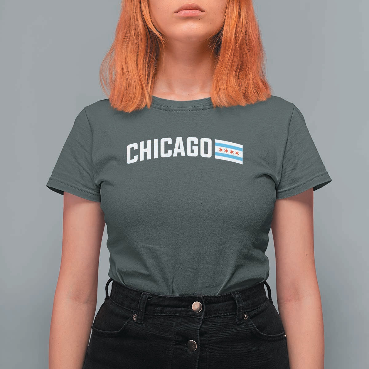 Sweet Chicago Flag Red Six Pointed Stars T Shirt For Women