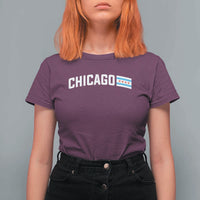 Sweet Chicago Flag Red Six Pointed Stars T Shirt For Women