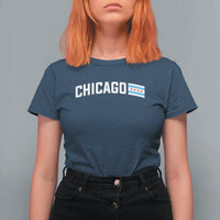 Sweet Chicago Flag Red Six Pointed Stars T Shirt For Women