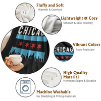 Vintage Chicago City Skyline Flag Throw Blanket