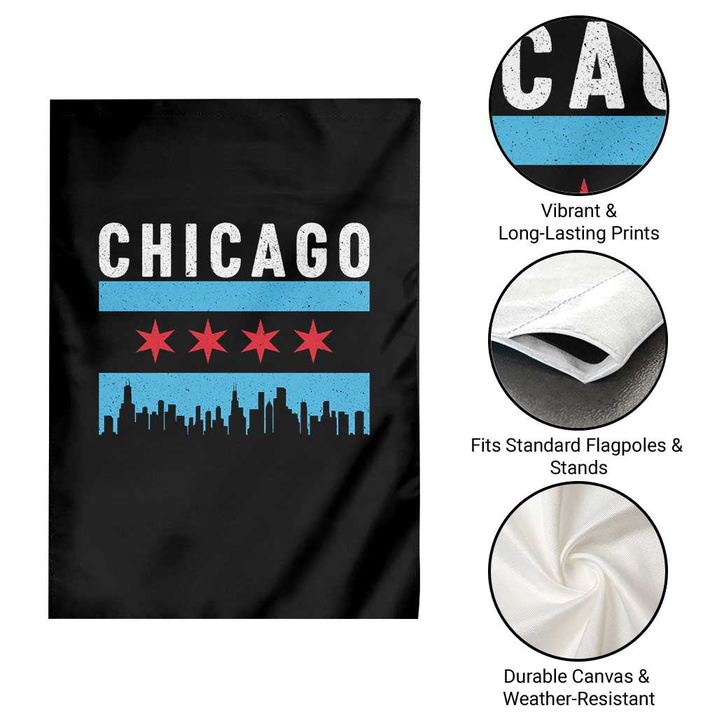 Vintage Chicago City Skyline Flag Garden Flag