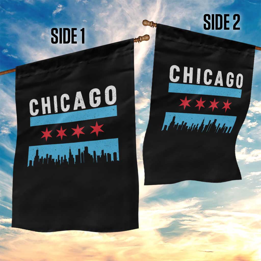 Vintage Chicago City Skyline Flag Garden Flag
