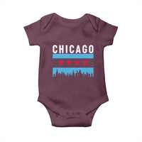 Vintage Chicago City Skyline Flag Baby Onesie
