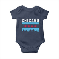 Vintage Chicago City Skyline Flag Baby Onesie