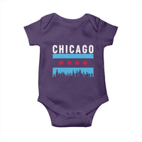 Vintage Chicago City Skyline Flag Baby Onesie