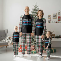 Vintage Chicago City Skyline Flag Plaid Pajama Set