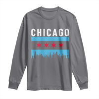 Vintage Chicago City Skyline Flag Long Sleeve Shirt