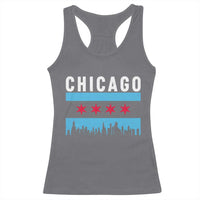 Vintage Chicago City Skyline Flag Racerback Tank Top
