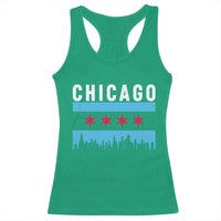 Vintage Chicago City Skyline Flag Racerback Tank Top