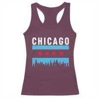 Vintage Chicago City Skyline Flag Racerback Tank Top