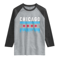Vintage Chicago City Skyline Flag Raglan Shirt