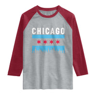 Vintage Chicago City Skyline Flag Raglan Shirt