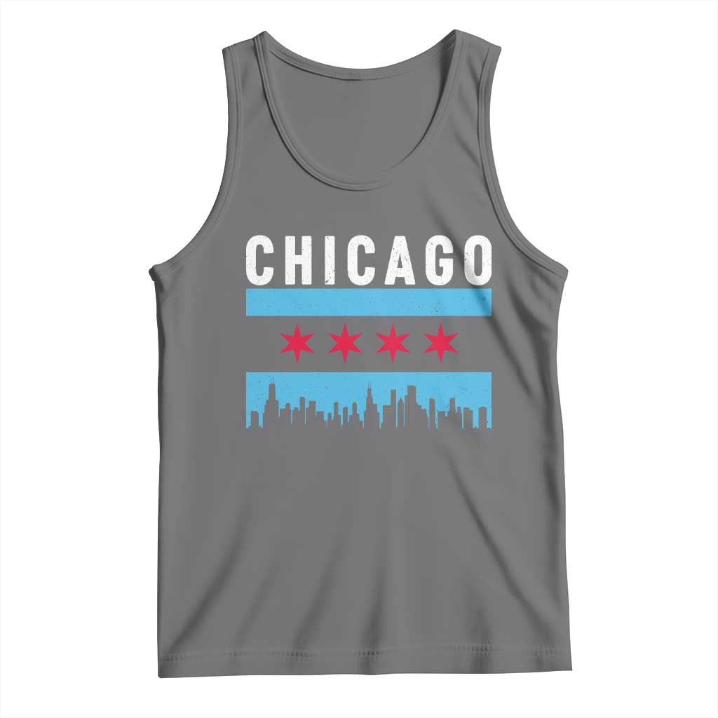 Vintage Chicago City Skyline Flag Tank Top