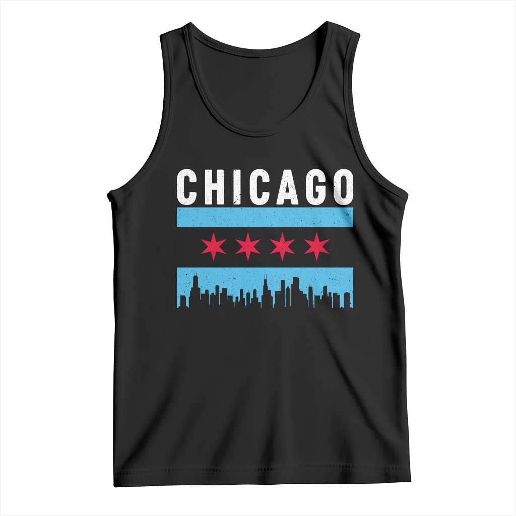 Vintage Chicago City Skyline Flag Tank Top