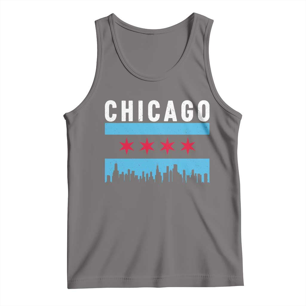 Vintage Chicago City Skyline Flag Tank Top