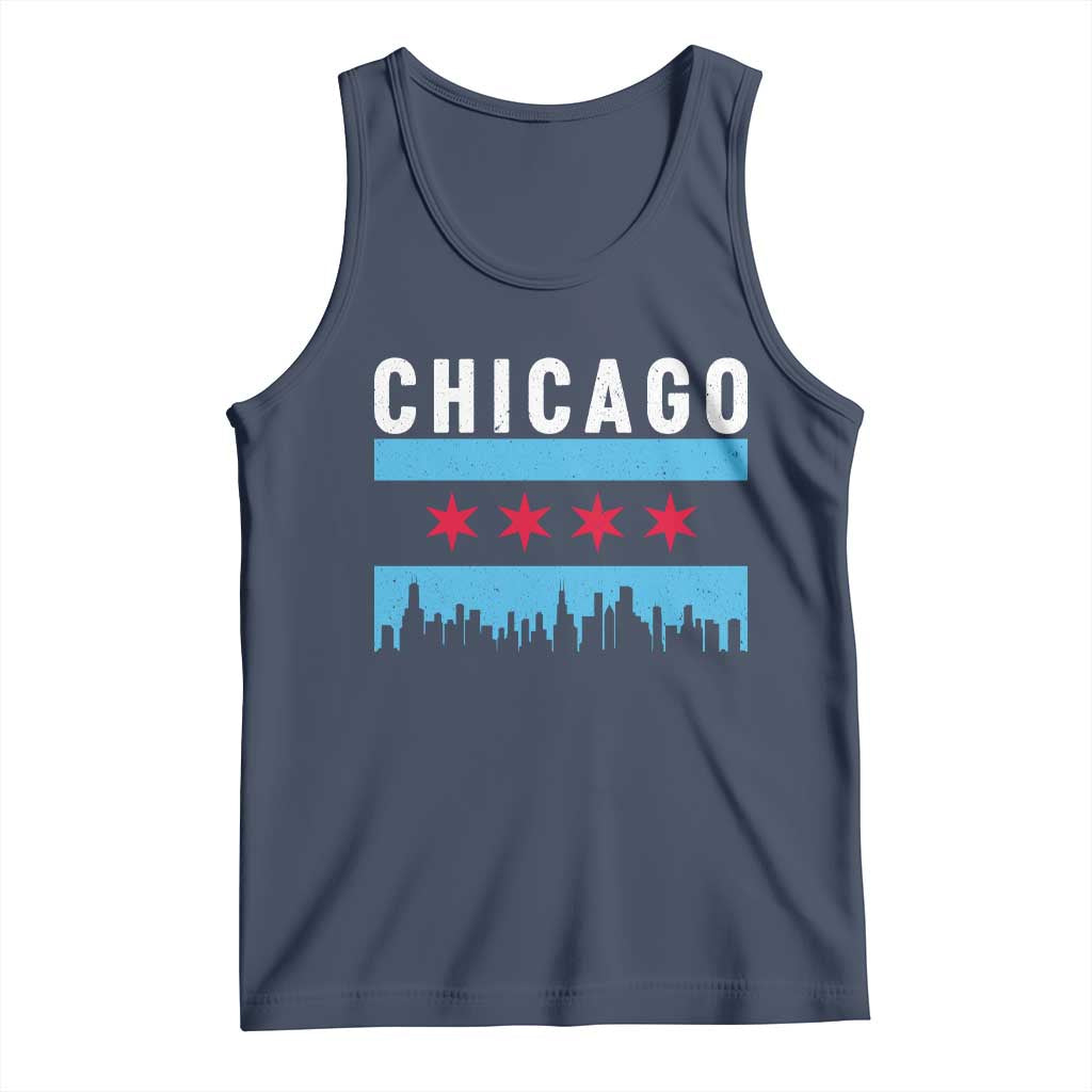 Vintage Chicago City Skyline Flag Tank Top