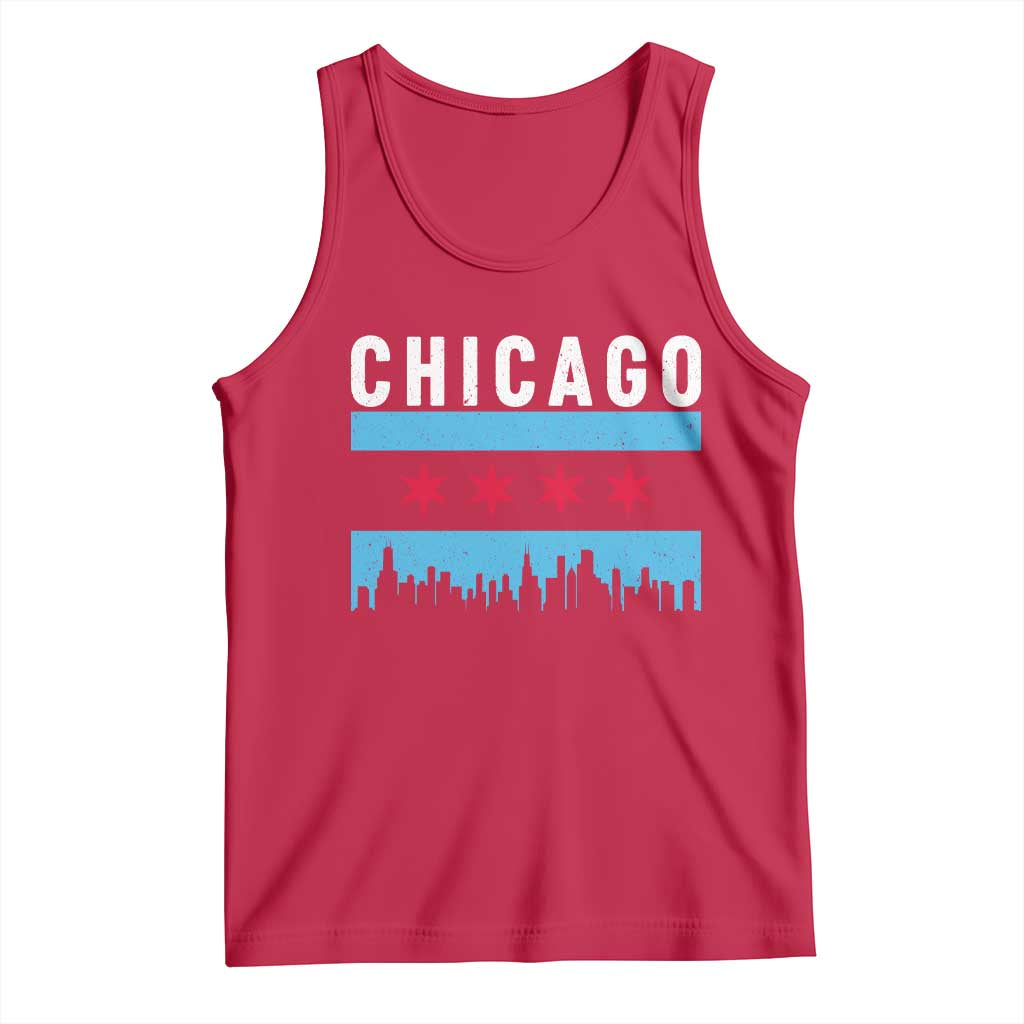 Vintage Chicago City Skyline Flag Tank Top