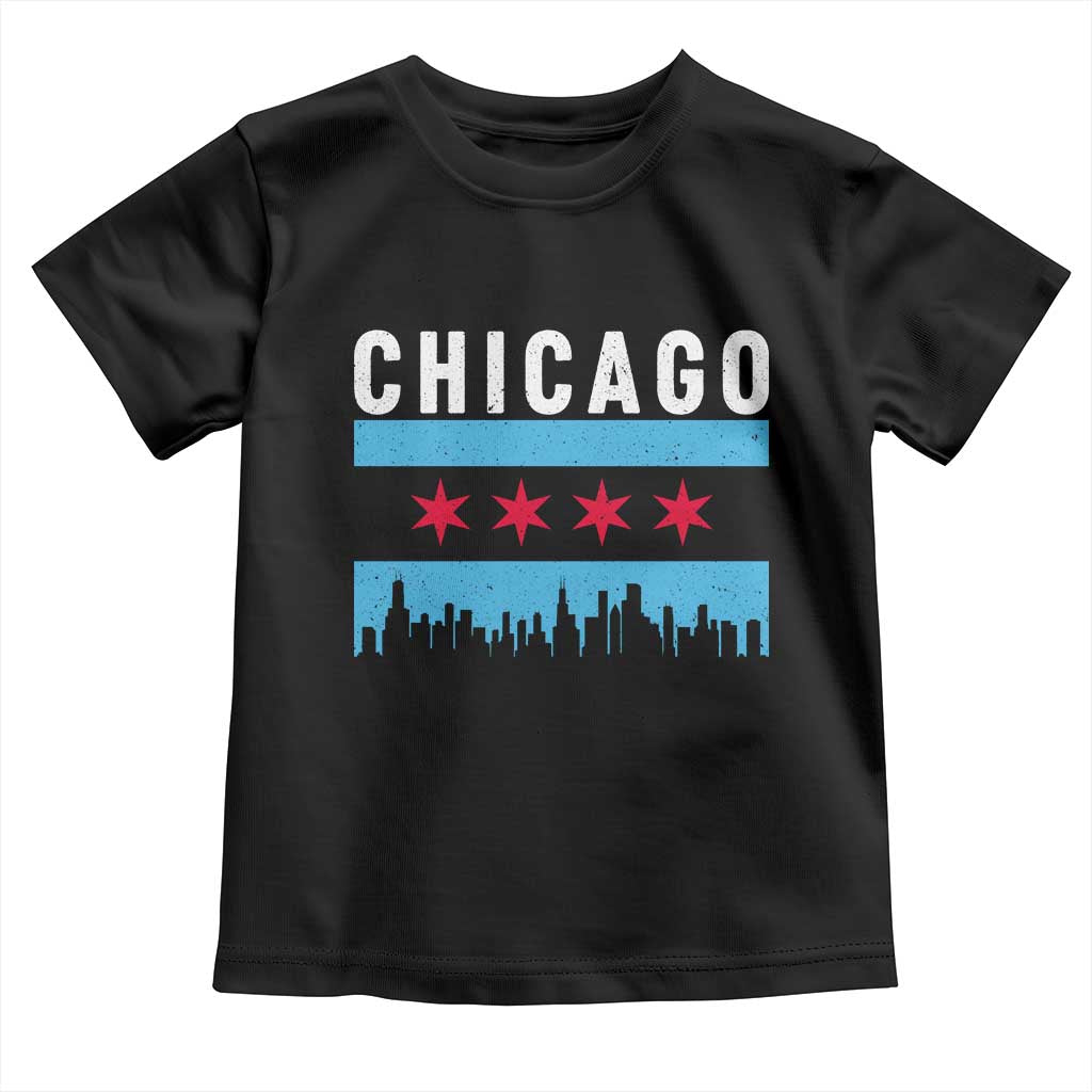 Vintage Chicago City Skyline Flag Toddler T Shirt
