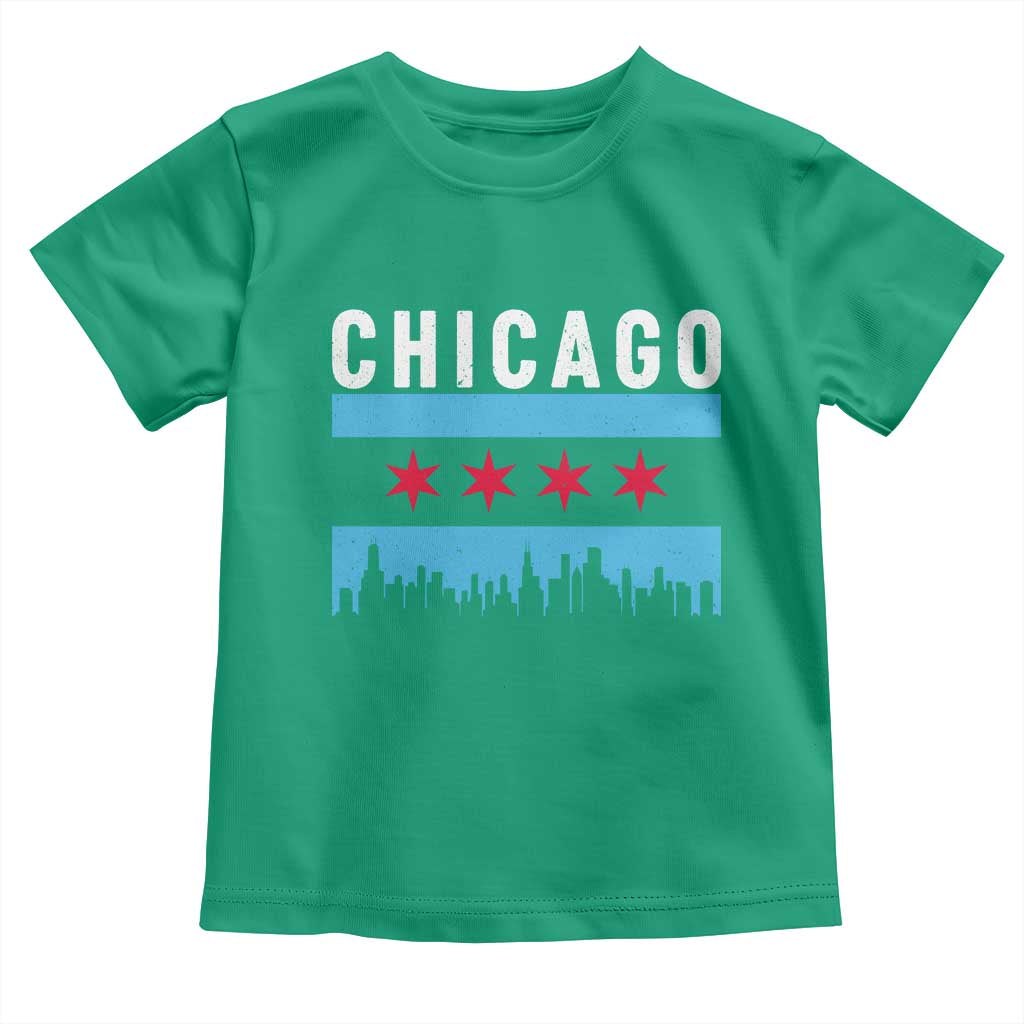 Vintage Chicago City Skyline Flag Toddler T Shirt