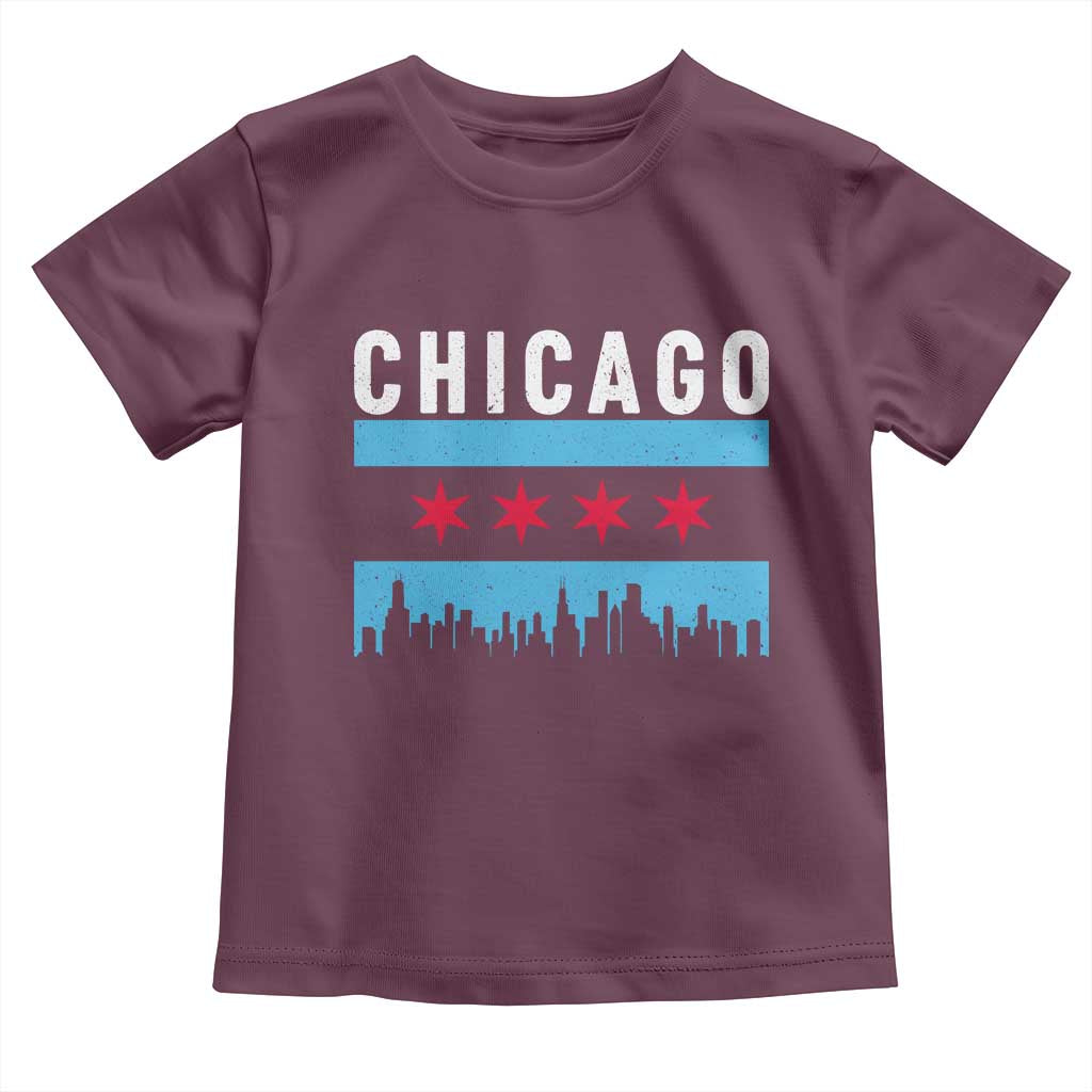 Vintage Chicago City Skyline Flag Toddler T Shirt