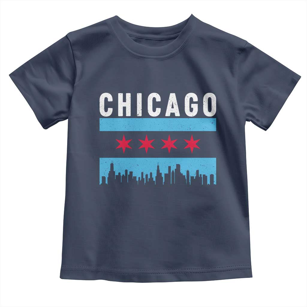 Vintage Chicago City Skyline Flag Toddler T Shirt