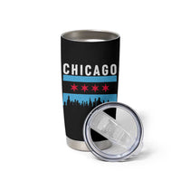 Vintage Chicago City Skyline Flag Tumbler Cup
