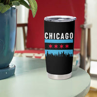 Vintage Chicago City Skyline Flag Tumbler Cup