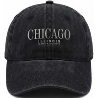 Chicago Illinois IL Est 1837 Vintage Travel Souvenir Washed Cotton Baseball Cap