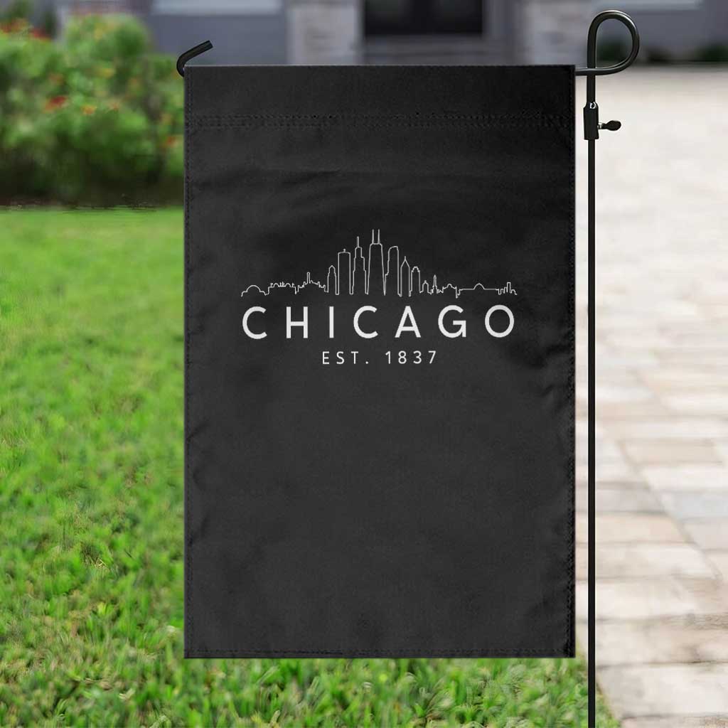 Chicago Downtown Skyline Minimalist Illinois Souvenir Garden Flag