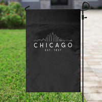 Chicago Downtown Skyline Minimalist Illinois Souvenir Garden Flag