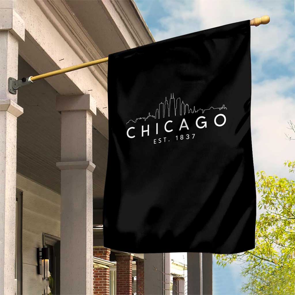 Chicago Downtown Skyline Minimalist Illinois Souvenir Garden Flag