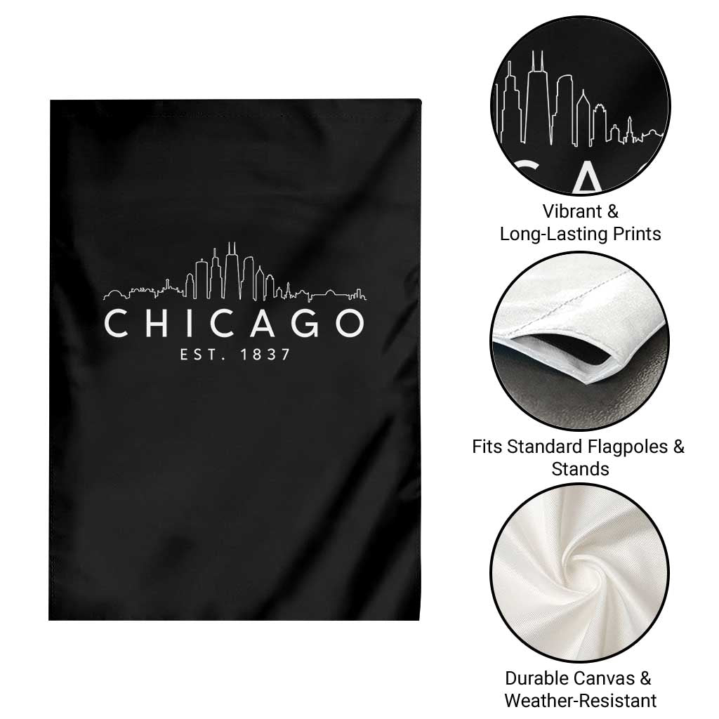 Chicago Downtown Skyline Minimalist Illinois Souvenir Garden Flag