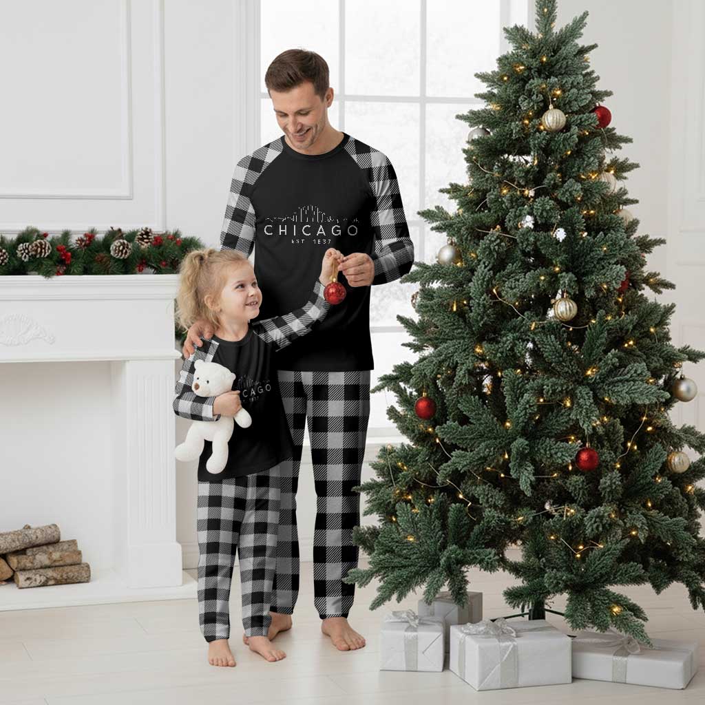 Chicago Downtown Skyline Minimalist Illinois Souvenir Plaid Pajama Set
