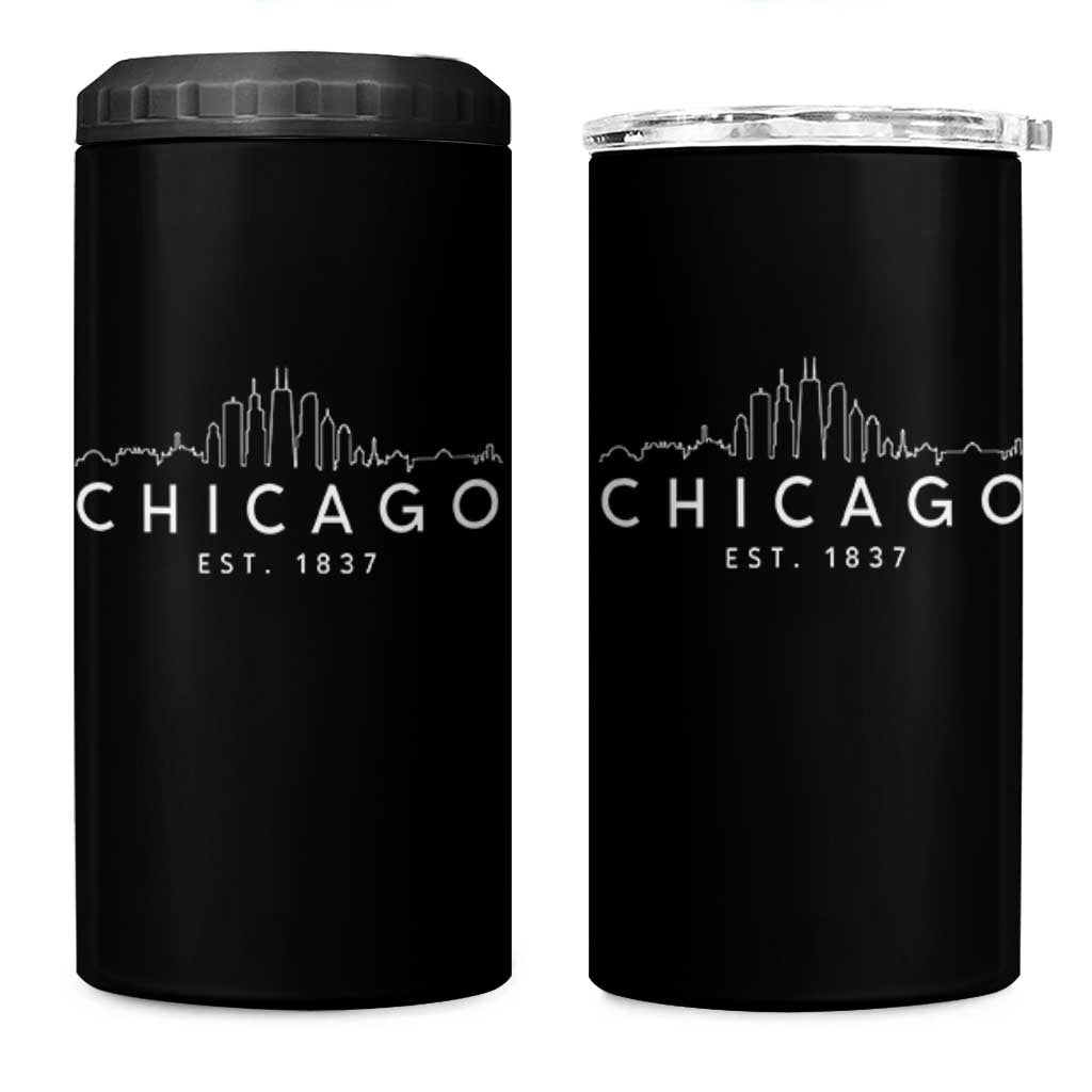 Chicago Downtown Skyline Minimalist Illinois Souvenir 4 in 1 Can Cooler Tumbler
